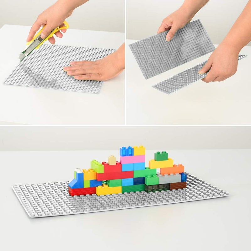 MIMAX Peel-and-Stick Baseplates - Self Adhesive Building Brick Plates - Compatible with All Major Brands - 4 Pack - 10 inch x 10 inch (Light Gray) - Image 2